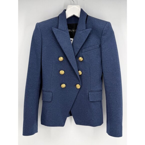 Balmain Blue Cotton Blend Blazer FR 38 / US 6 - Picture 7 of 7